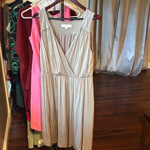 LOFT Shimmering Silver/Grey Midi Dress